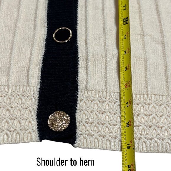 THML Crochet Detail Cardigan Cream Preppy Academia Old Money Cottagecore M - Picture 12 of 12
